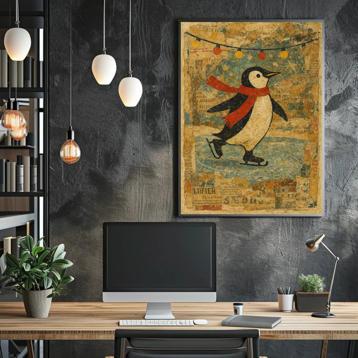 Skating Penguin Delight Poster