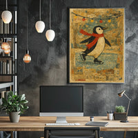 Skating Penguin Delight Poster