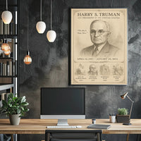 Harry S Truman 33rd President Sketch Poster Wall Art Print PosterGoat