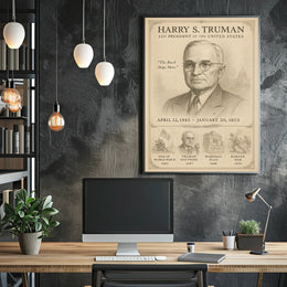 Harry S Truman 33rd President Sketch Poster Wall Art Print PosterGoat