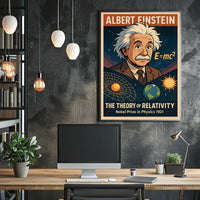 Albert Einstein Relativity Cosmos Wanderlust Educational Scientific Wall Art Poster