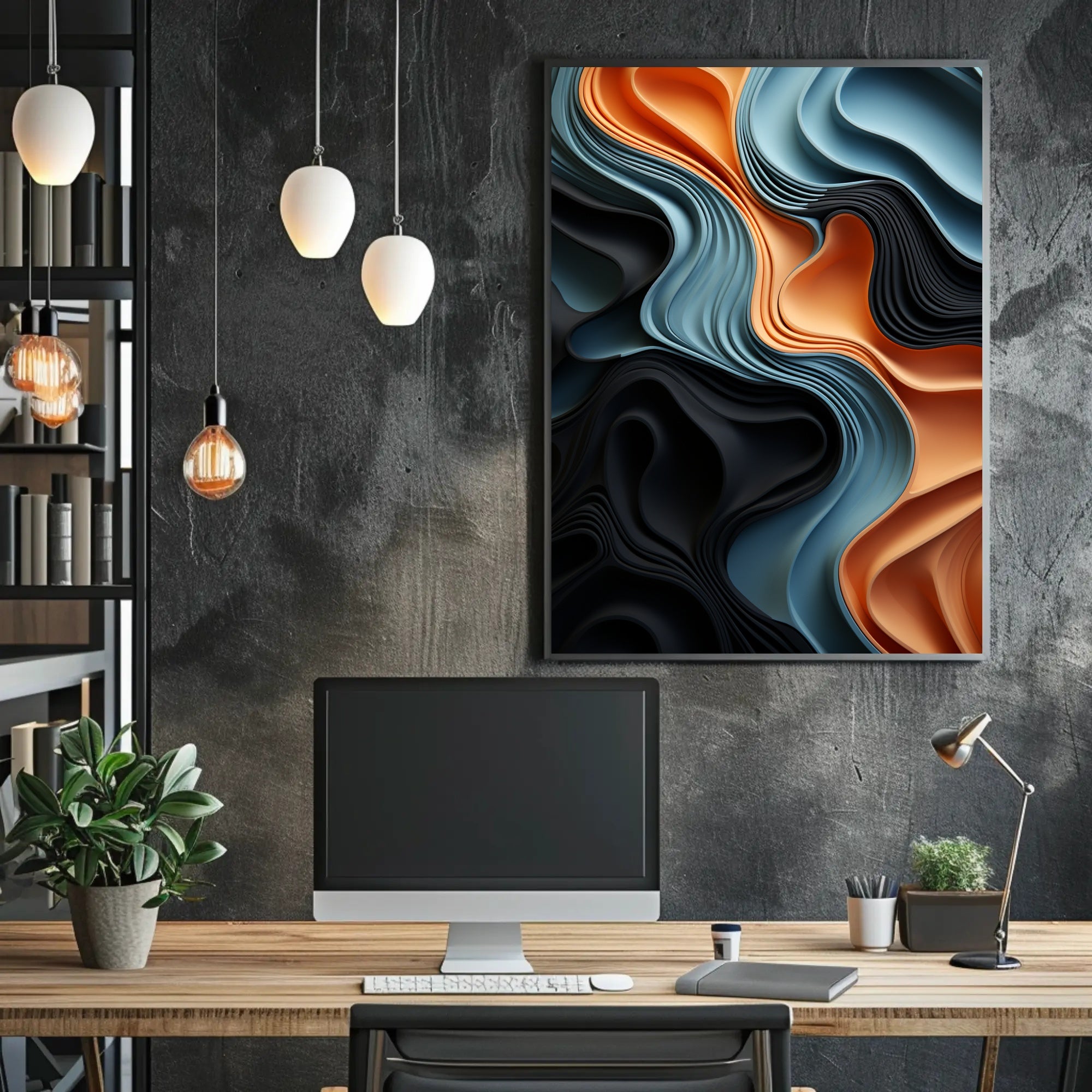 Abstract Waves Of Color Abstract Poster PosterGoat
