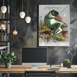 Whimsical Frog Playing Violin Vintage Advertisement Poster PosterGoat