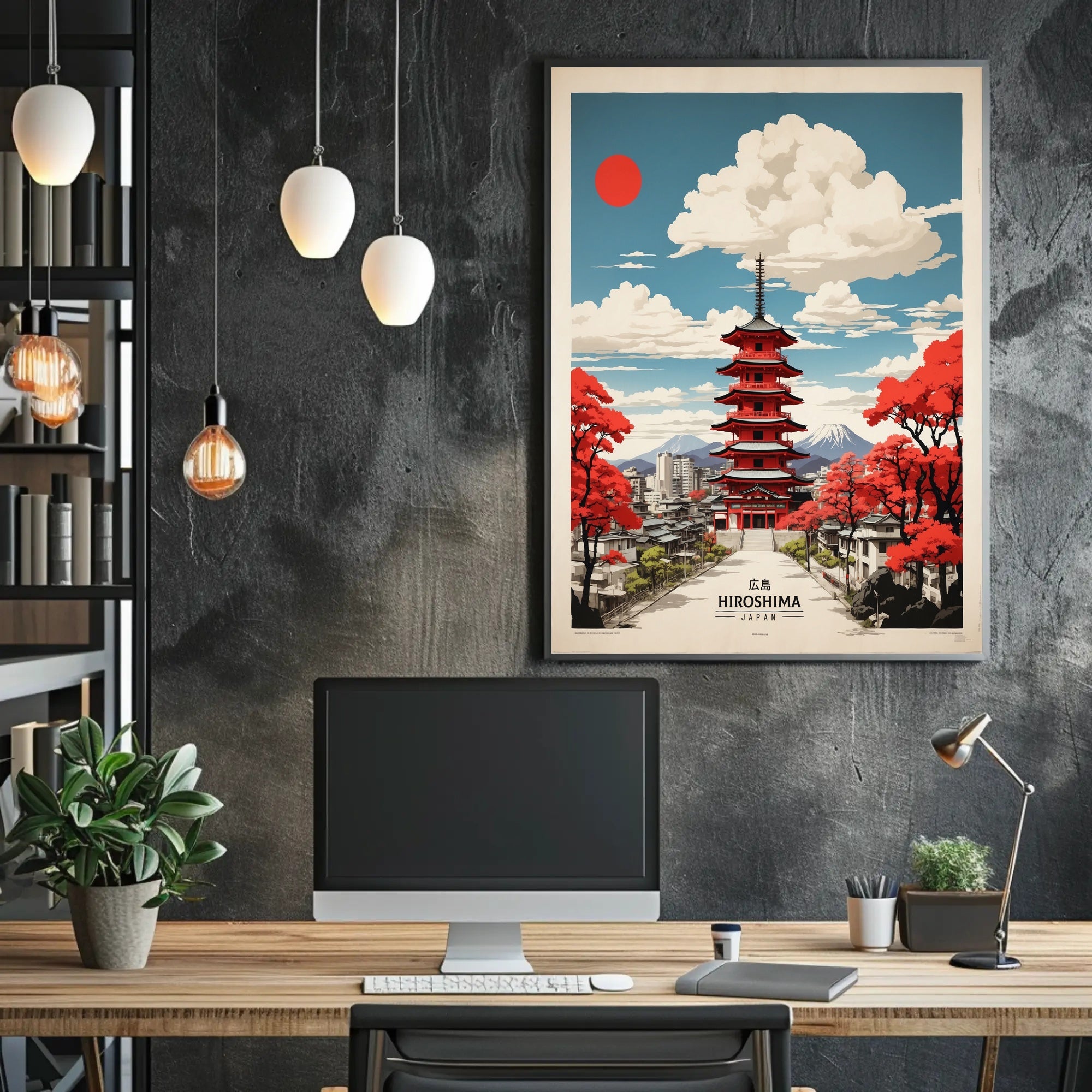 Hiroshima Vintage Travel Poster in Japanese Aesthetic
