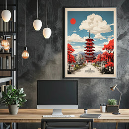 Hiroshima Vintage Travel Poster in Japanese Aesthetic