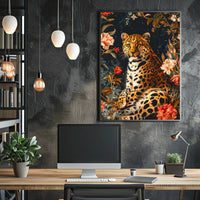 Majestic Leopard Wall Art in Bloom Print