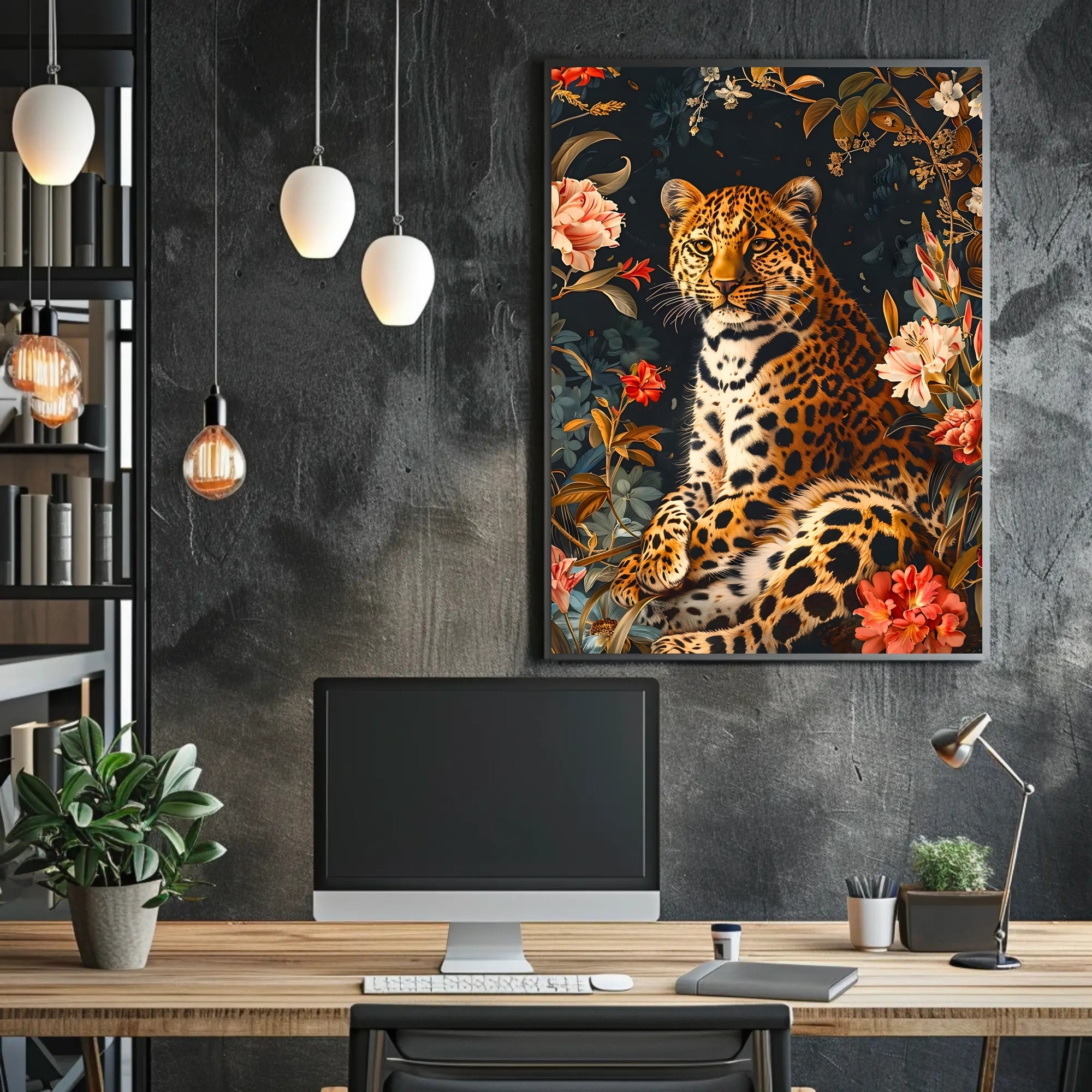 Majestic Leopard Wall Art in Bloom Print