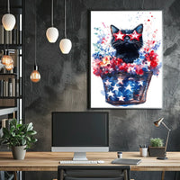 Black Cat With Star Shaped Sunglasses American Poster