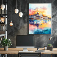 Hungary Budapest Parliament Building River View Poster