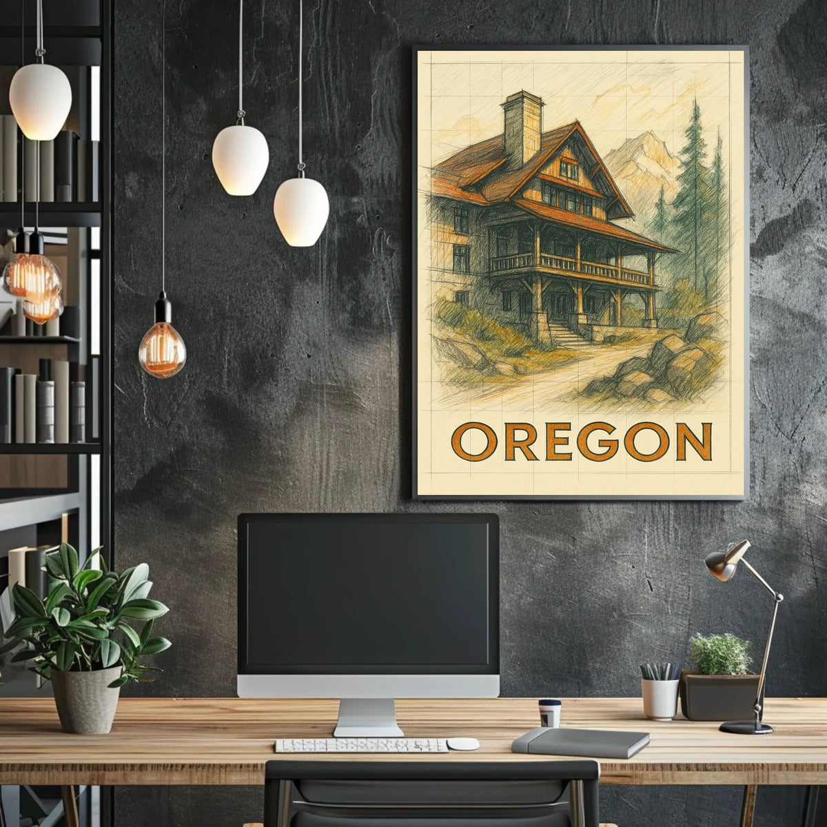 Oregon Mountain Lodge Poster