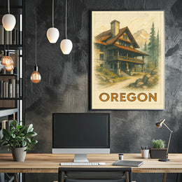 Oregon Mountain Lodge Poster