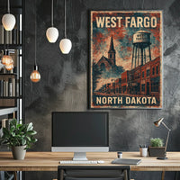 West Fargo Nostalgic Americana Travel Poster
