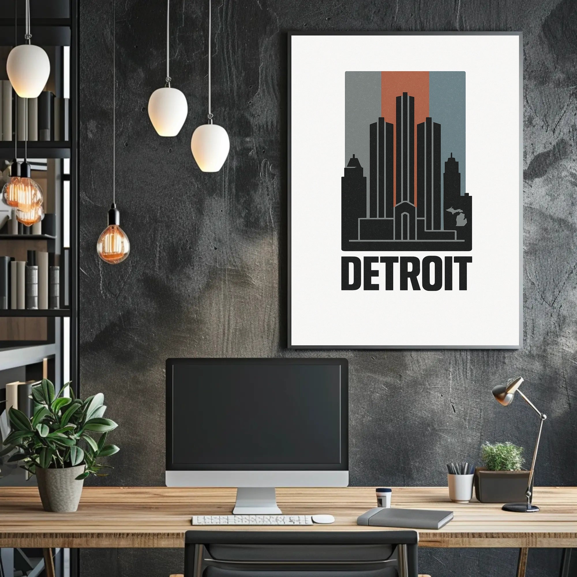 Detroit Skyline Art Print for Home Decor PosterGoat