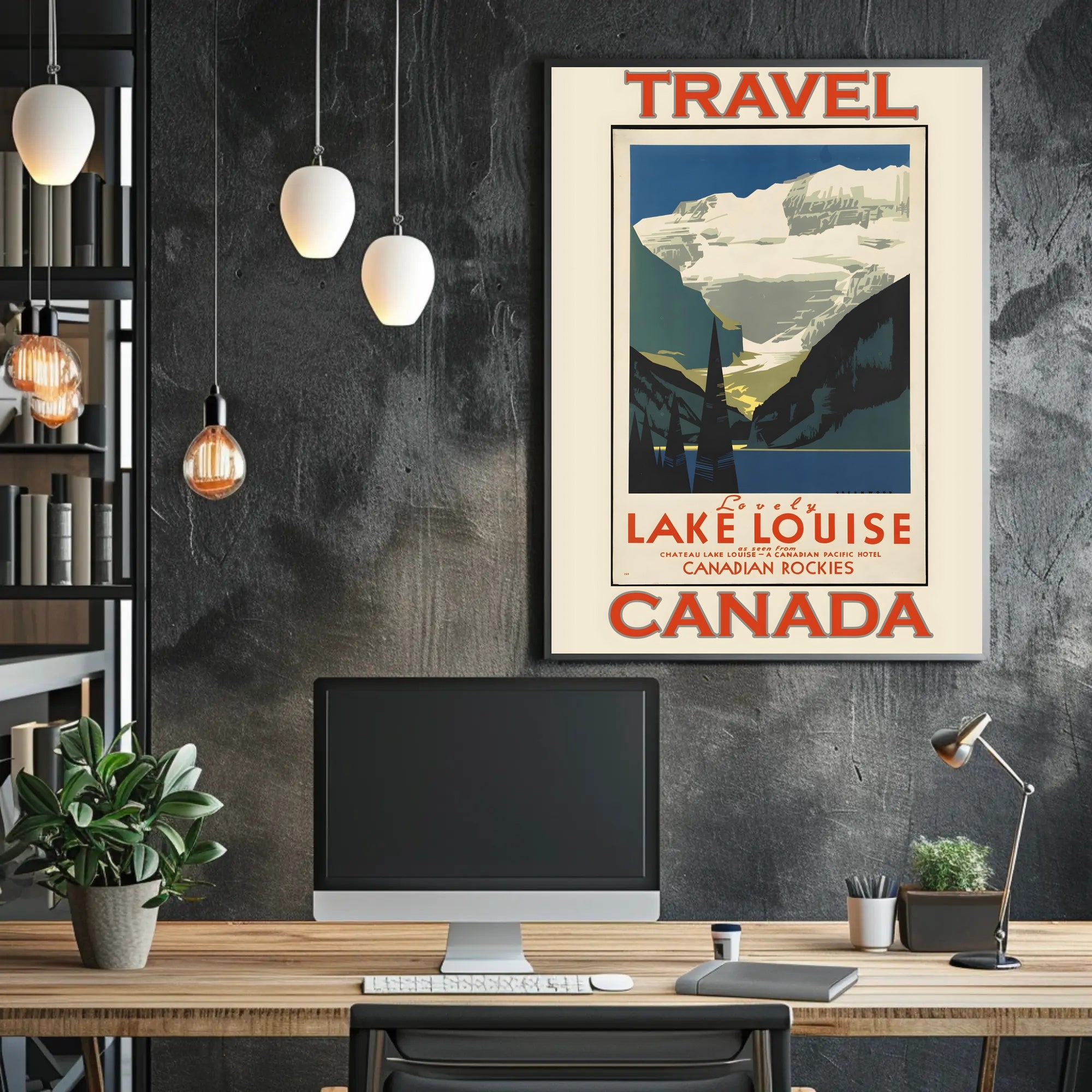 Vintage Lake Louise Travel Poster in Canadian Rockies