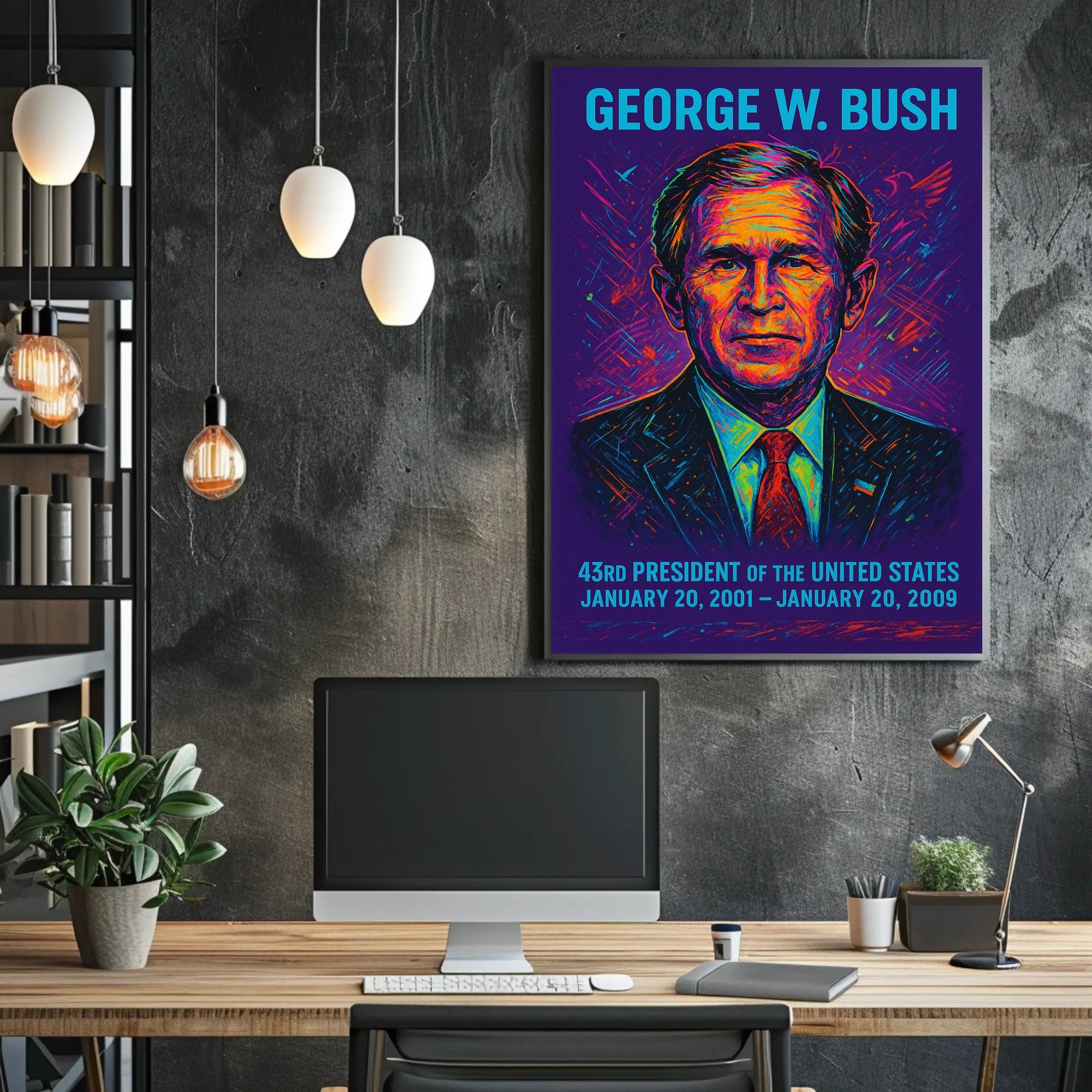 George W. Bush Neon Art Historical or Presidential Poster
