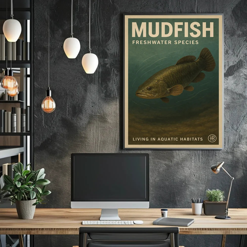Mudfish Freshwater Illustration Vintage Educational Animal Poster PosterGoat