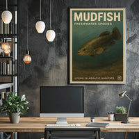 Mudfish Freshwater Illustration Vintage Educational Animal Poster PosterGoat