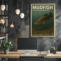 Mudfish Freshwater Illustration Vintage Educational Animal Poster PosterGoat