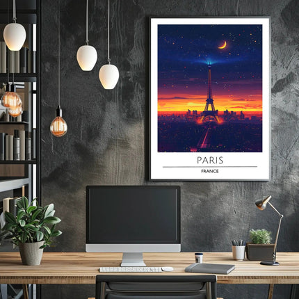 Enchanting Paris Sunset with Eiffel Tower Travel Poster