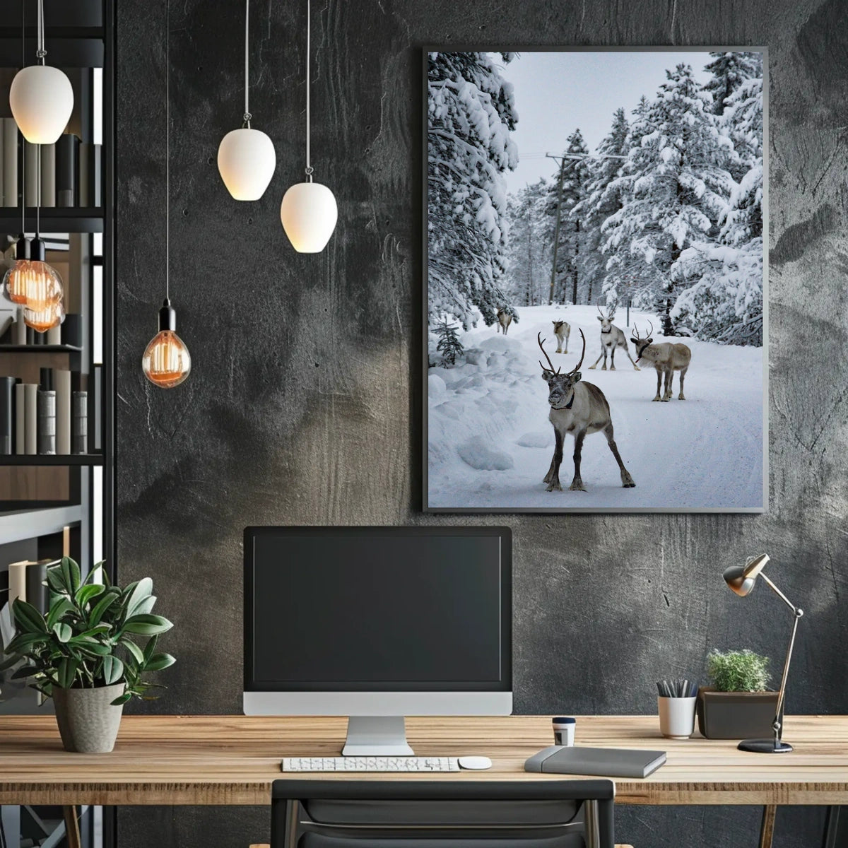 Winter Wonderland With Reindeer Poster