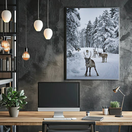 Winter Wonderland With Reindeer Poster
