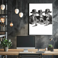 Skeletons in Suits Black-and-white Illustration Poster