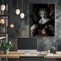 Baroque Angelic Renaissance Figure with Books Fantasy Poster PosterGoat