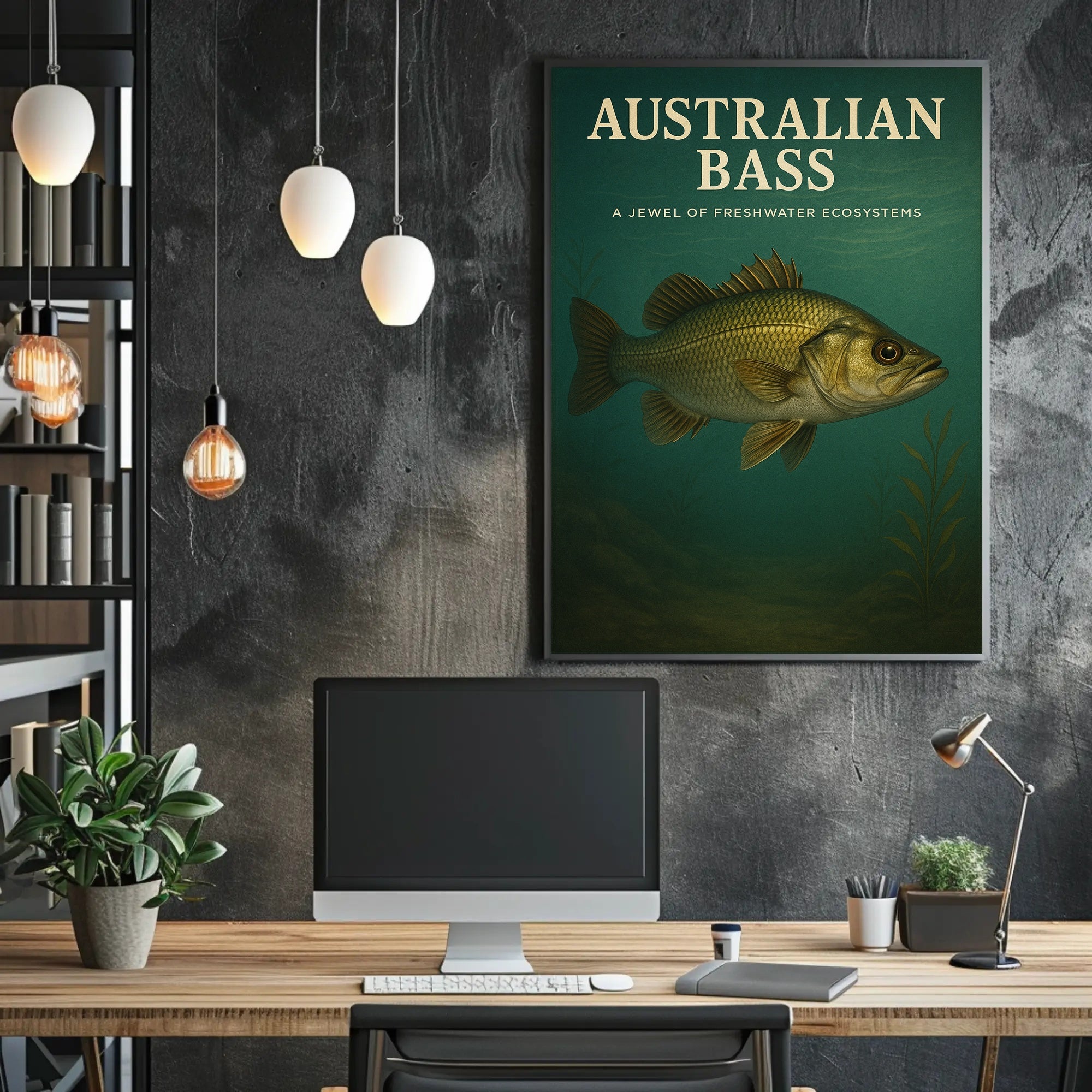 Australian Bass Ecosystem Art Educational or Infographic Poster
