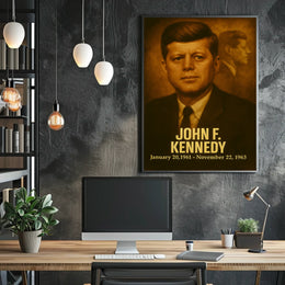 John F Kennedy Poster Vintage Analog Film Aesthetic Presidential Portrait Wall Art Historical Print