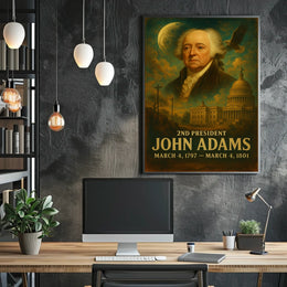 John Adams Patriotic Presidential Neoclassical Realism Portrait Historical Founding Figure Poster