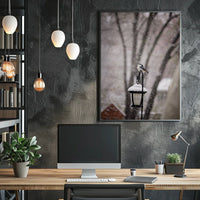 Winter Bird on Snow-Covered Lantern: Animal Poster