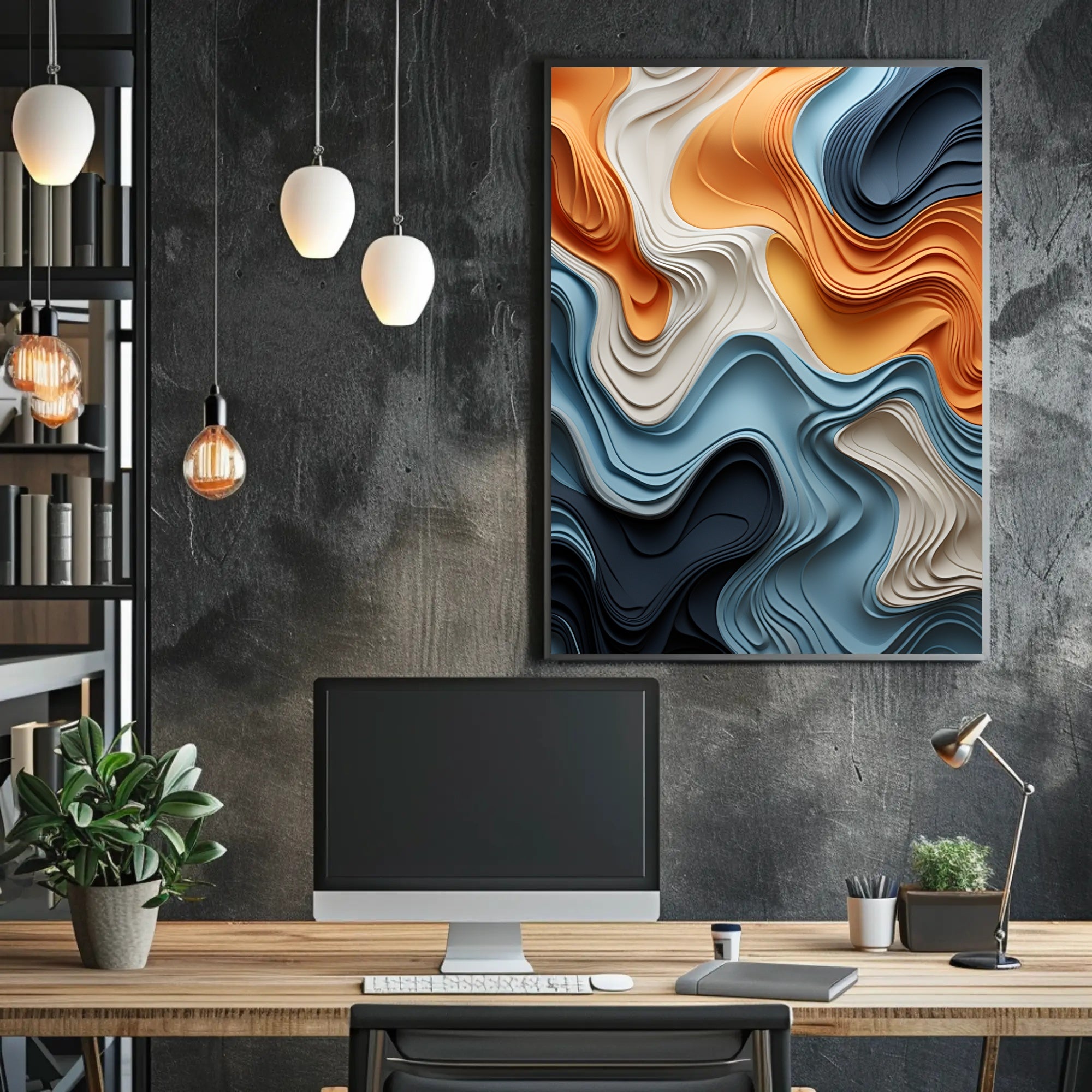 Abstract Waves Of Color Abstract Poster PosterGoat