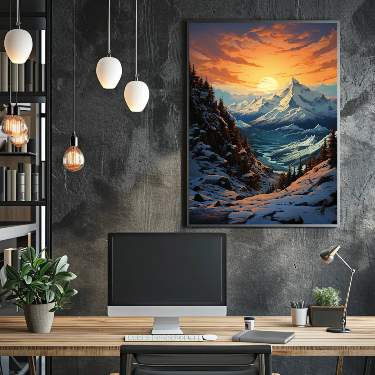 Breathtaking Sunset Mountain Landscape National Park Poster