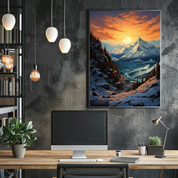 Breathtaking Sunset Mountain Landscape National Park Poster