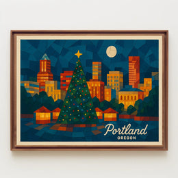 Portland Holiday Skyline Poster