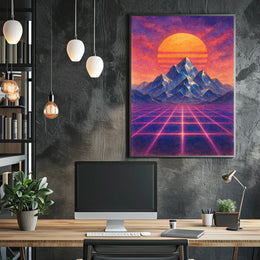 Retro-Futuristic Synthwave Landscape Poster