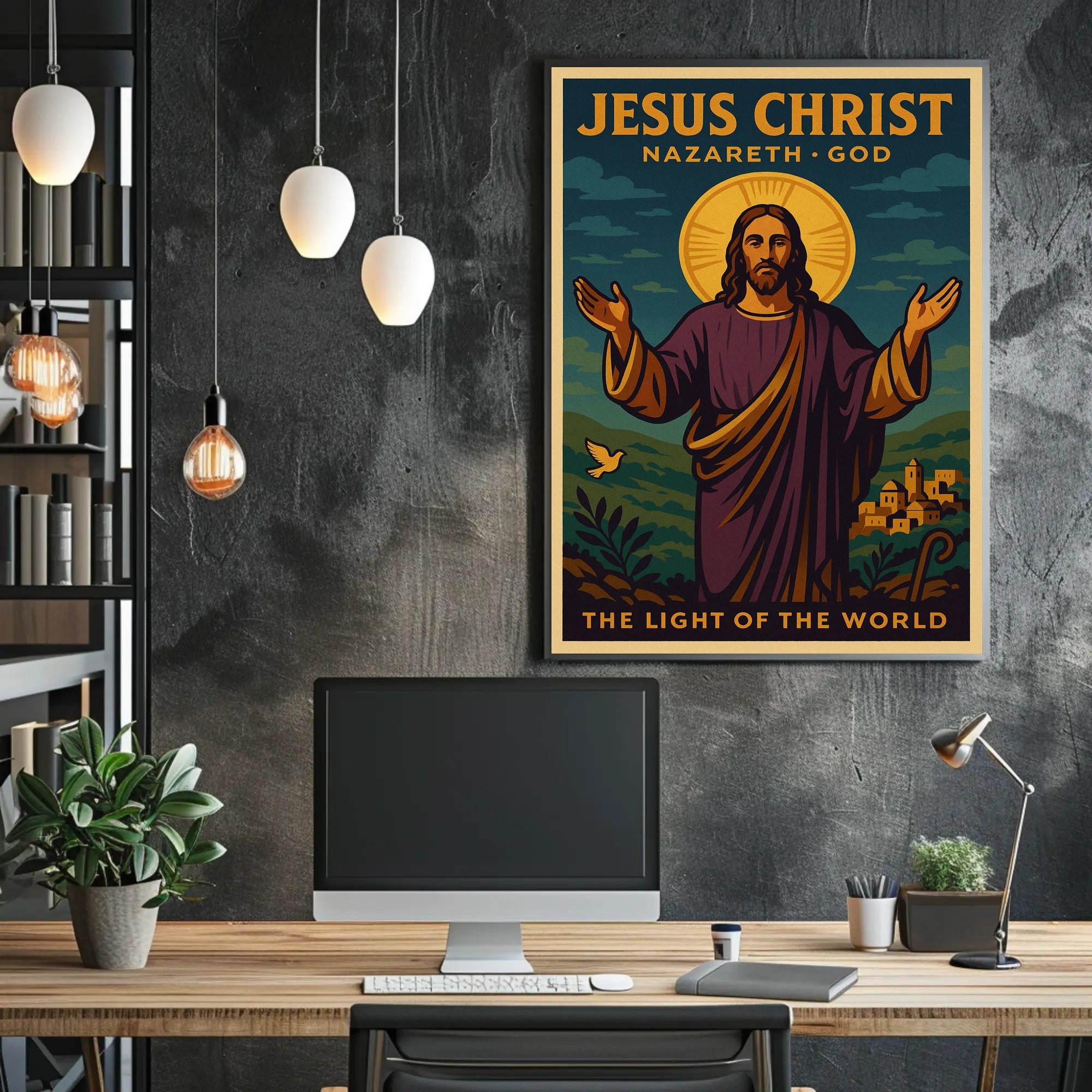 Jesus Christ Vintage Illustration: Motivational or Quote Poster