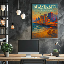 Atlantic City Where the Boardwalk Meets the Fun Poster