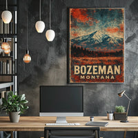 Wanderlust Bozeman Montana Mountain Town Watercolor Scenic Museum Quality Poster