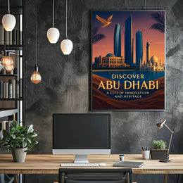Abu Dhabi Poster Discover Cityscape Home Decor Enthusiasts