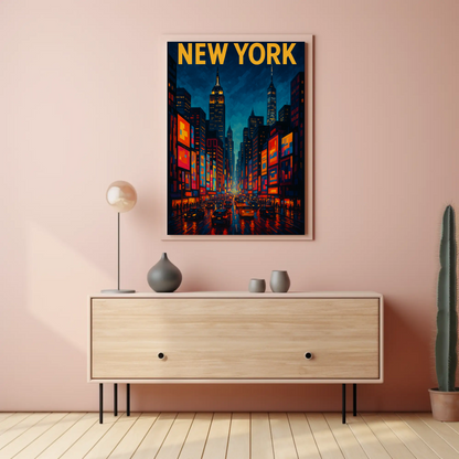 New York City Night Lights Travel Poster