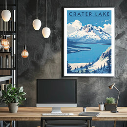 Crater Lake National Park Travel Poster Scenic Print