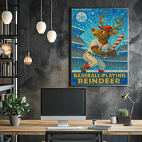 Baseball-Playing Reindeer Poster