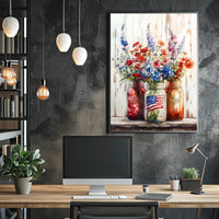 Three Rustic Mason Jars Vintage Wall Decor Artwork Poster