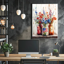 Three Rustic Mason Jars Vintage Wall Decor Artwork Poster
