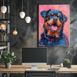 Rottweiler Impressionist Masterpiece: Vibrant Dog Breed Poster PosterGoat