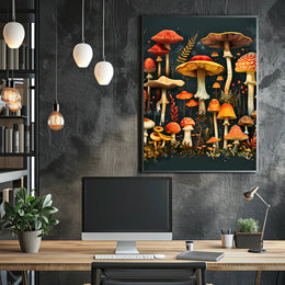 Enchanted Fungi Forest William Morris Art Poster