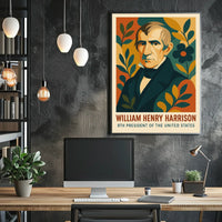 William Henry Harrison Vintage Patriotic Portrait History Inspired Minimalist Americana Heritage Poster