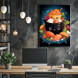 Whimsical Smiling Bowls Art Print - Abstract, Artistic, or Pop Culture Poster