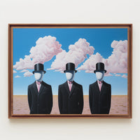 Surreal Faceless Figures in Desert Artistic Poster